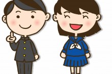 中学生の男女のイラスト