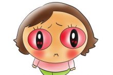 目が真っ赤に充血して困惑してる女の子のイラスト