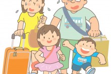 休日に家族で出かけてるイラスト
