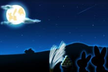お月見をするウサギのイラスト
