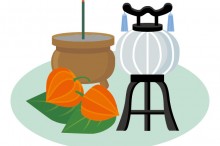 行灯と線香のイラスト