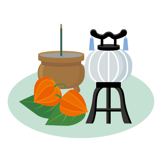 行灯と線香のイラスト