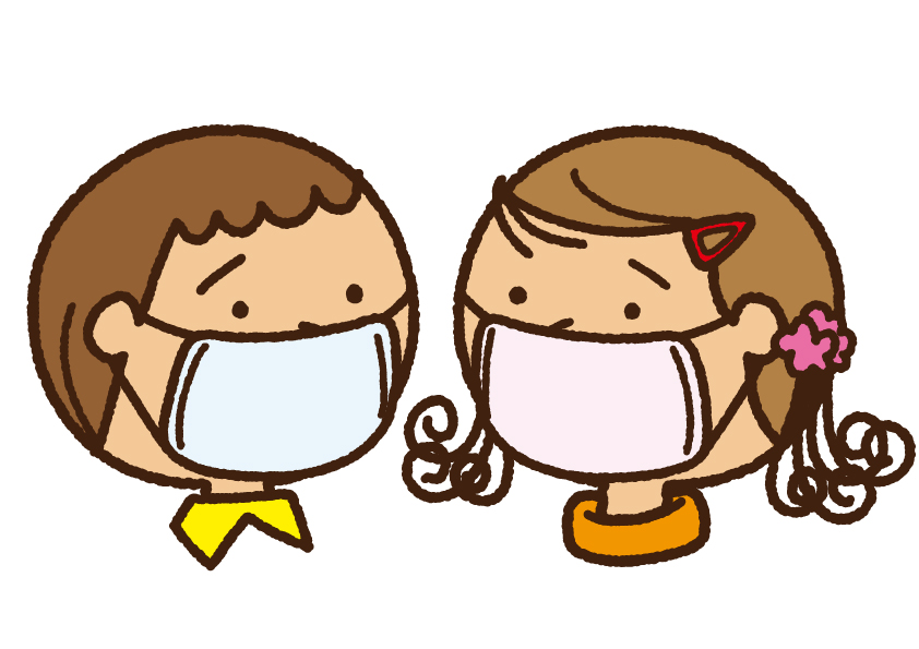 マスクをした男女のイラスト