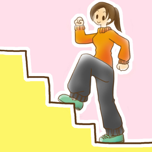 踏み台昇降運動をする女性のイラスト