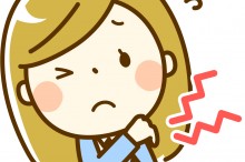 肉体疲労で肩を揉んでる女性のイラスト