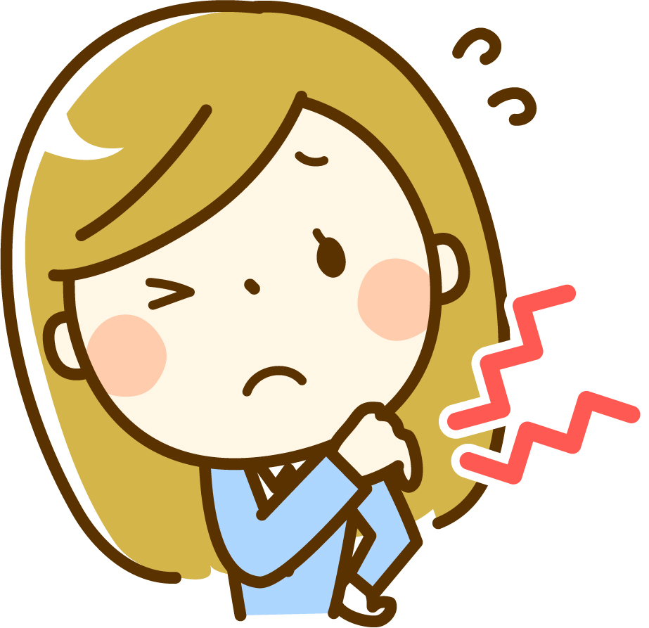 肉体疲労で肩を揉んでる女性のイラスト
