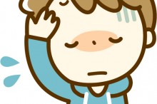 風邪を引いて熱が出て頭痛で苦しむ男性のイラスト
