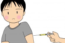 予防接種の注射を打たれてる男性のイラスト