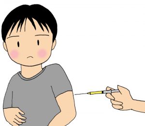予防接種の注射を打たれてる男性のイラスト