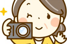 写真を写すお母さんのイラスト